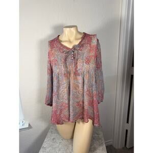 GUC Sundance Silk Paisley Sheer Blouse Multicolor Size Small